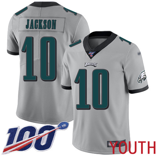 Youth Philadelphia Eagles #10 DeSean Jackson Limited Silver Inverted Legend NFL Jersey 100th Season Football->women nfl jersey->Women Jersey